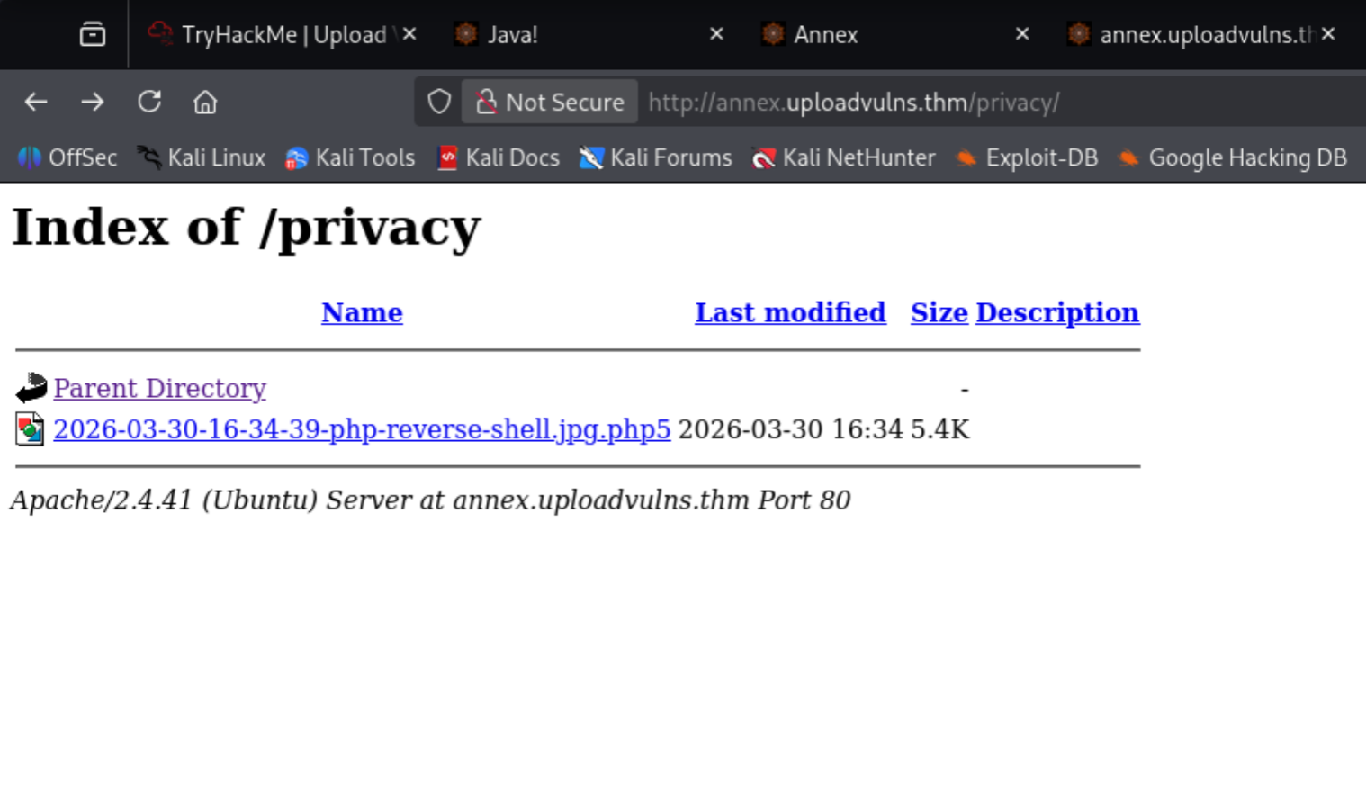 /privacy/ directory listing showing timestamp-prefixed uploaded file